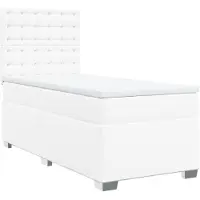 vidaXL Letto a molle con materasso bianco 100x200 cm in Pelle finta