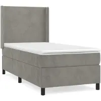 vidaXL Letto a molle con materasso grigio chiaro 90x190 cm in velluto