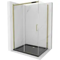 Mexen Omega cabina doccia scorrevole 120 x 80 cm, trasparente, oro + piatto doccia Flat, nero - 825-120-080-50-00-4070G