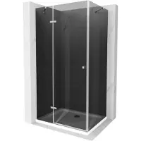 Mexen Roma cabina doccia ad anta battente 100 x 90 cm, grafite, cromo + piatto doccia Flat, bianco - 854-100-090-01-40-4010