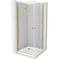 Mexen Lima Duo cabina doccia pieghevole 90 x 90 cm, trasparente, oro + piatto doccia Flat - 856-090-090-50-02-4010G