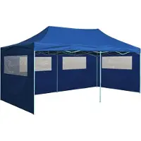 Syfax Gazebo Pieghevole con 4 Pareti 3x6m Acciaio Blu