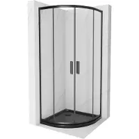 Mexen Rio cabina doccia semicircolare 80 x 80 cm, trasparente, nera + piatto doccia Flat, nero - 863-080-080-70-00-4170B