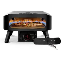 Cozze Forno a gas per pizza – – 13 – Piastra rotante – Termometro – 6,0 kW – Fino a 630 °C – Manopola LED – Nero
