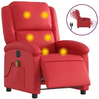 Syfax Poltrona Massaggio Elettrica Reclinabile Rosso Pelle finta