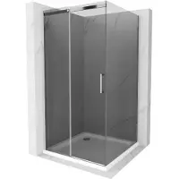 Mexen Omega cabina doccia scorrevole 100 x 100 cm, grafite, cromo + piatto doccia Flat, bianco - 825-100-100-01-40-4010