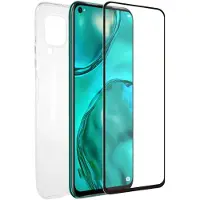 Muvit Custodia Per Telefono Pack Huawei P40 Lite Case Glass Soft And Tempered Glass Silicone