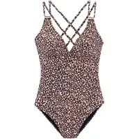 LASCANA Costume intero marrone chiaro / nero / bianco