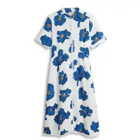 Tommy Hilfiger Frayed Vis/linen Ss Poppy Print Spaced Ivory/blue Orbit Taglia: S | Abiti in T-Shirt Outlet | Donna | Bianco