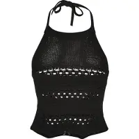 Urban Classics Ladies Short Crochet Knit Neckholder Top Black Taglia: XXL | Canottiere Outlet | Donna | Nero