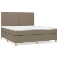 vidaXL Letto a molle con materasso Taupe 180x200 cm in tessuto