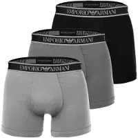 Emporio Armani per uomo. EM000261_AF20669 Set di 3 boxer Confot neri, grigi (M), Nero, Homewear, Grigio, Cotone