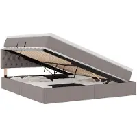 vidaXL Letto contenitore con materasso, color taupe, 160 x 200 cm, rivestito in velluto