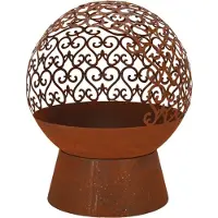 Fancy flames Esschert Design, focolare a sfera "" – Design a spirale tagliato al laser – Finitura antiruggine – 50 x 50 x 57,5 cm