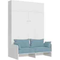Itamoby - Letto matrimoniale a scomparsa 160 Kentaro con divano e pensile bianco frassino, azzurro