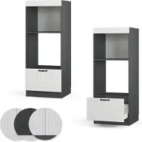 Vicco Mobile cucina microonde Fame-Line Bianco rustico 60 cm aperto, Model 38580