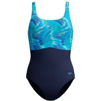Speedo Women's Print Contour Eclipse One Piece Costume intero Donna (36, blu)