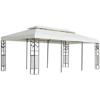 Syfax Gazebo con Tetto Doppio Bianco 6x3 m in Acciaio