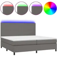 Syfax Giroletto Molle con Materasso e LED Grigio 200x200cm Pelle finta