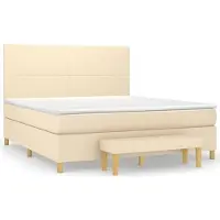 vidaXL Letto a molle con materasso crema 180x200 cm in tessuto