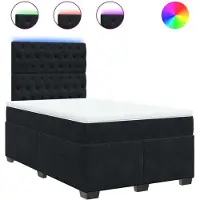Syfax Giroletto a Molle con Materasso Nero 120x200 cm in Velluto