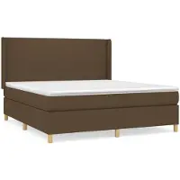 vidaXL Letto a molle con materasso marrone scuro 160x200 cm in tessuto