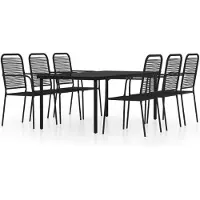 Syfax Set Mobili da Pranzo per Giardino 7 pz Nero