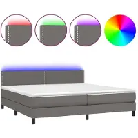 Syfax Giroletto Molle con Materasso e LED Grigio 200x200cm Pelle finta