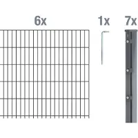 Alberts Recinzione a pannelli doppi, modello 657543, set completo da 14 elementi, colore antracite, altezza 103 cm, lunghezza 15 metri