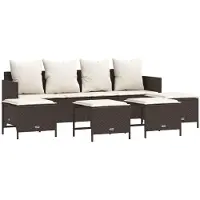 vidaXL Set di divani da giardino 5 pezzi con cuscini in polirattan marrone