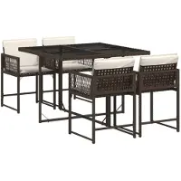 vidaXL set da pranzo da giardino a 5 pezzi con cuscini in rattan marrone