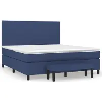 vidaXL Letto a molle con materasso blu 160x200 cm in tessuto