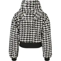 Urban Classics Ladies Short Oversized Aop Sherpa Jacket Blackhoundstooth Taglia: M | Giacche in ecopelliccia Outlet | Donna | Nero