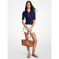 Michael Kors per donna. MS661FZ5ZV Polo blu navy con lacci (XS), Casual, Viscosa, Manica corta