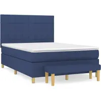 vidaXL Letto a molle con materasso blu 140x200 cm in tessuto