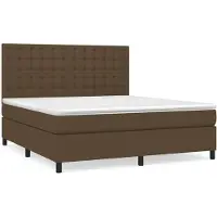 vidaXL Letto a molle con materasso marrone scuro 160x200 cm in tessuto
