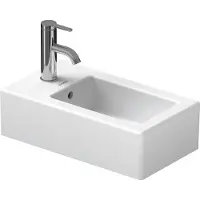 Duravit Vero lave-mains 25 cm, avec trop-plein, avec banc à trou pour robinet, 1 trou pour robinet, blanc, 07022500001, 07022500001