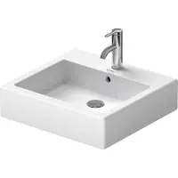 Duravit Vero 50cm, blanc, avec trop-plein, avec table à trous de coulée, 1 trou de coulée, 04525000001, 04525000001