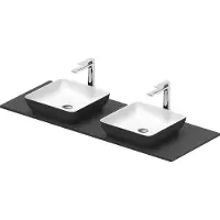 Duravit Sivida double lavabo Set carré incl. console 1350x500x123mm, 268021FI00, 268021FI00