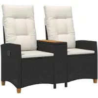 vidaXL Divano da esterno Liege con tavolino, 2 posti, 126 x 65 x 112 cm, rattan sintetico