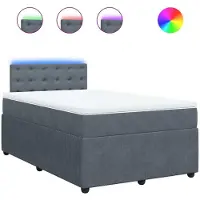 Syfax Giroletto a Molle con Materasso Grigio Scuro 120x200 cm Velluto