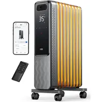 Dreo Radiatore a olio a risparmio energetico , 2000 W, 9 nervature con telecomando, 3 livelli di riscaldamento, 4 modalità, timer 24 ore, protezione da surriscaldamento, radiatore
