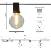 Calex Vista Solar: catena luminosa da esterno, 20 metri, attacco E12, luce bianco caldo, resistente agli schizzi