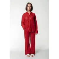 Colourful Rebel Melody Crochet Straight Pants Poppy Red Taglia: L | Pantaloni da completo Outlet | Donna | Rosso
