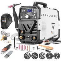 Stahlwerk saldatrice ad arco schermato a gas 2 in 1 Combi DC TIG 200 Puls Pro - completamente equipaggiata - TIG e MMA fino a 200 A, lamiere sottili, acciaio, acciaio inox, rame, ottone