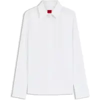 HUGO per donna. 50554568 Camicia in twill slim fit, bianca (44), Bianco, Casual, Cotone, Classico, Manica lunga