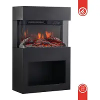 KAMINIO Camino elettrico HENRI - Stufa elettrica con riscaldamento, effetto fiamma 3D, vano portalegna, telecomando - Nero