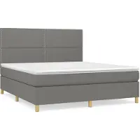 vidaXL Letto a molle con materasso grigio scuro 180x200 cm in tessuto