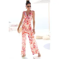 LASCANA Tuta jumpsuit écru / rosa / rosso / bordeaux