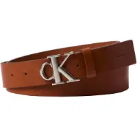 Calvin Klein Cintura 'Smooth Monogram Buckle' cognac